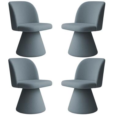 Imagem de Kit 04 Cadeiras De Jantar Giratória Liz Bouclé Azul Claro - Nexta Casa