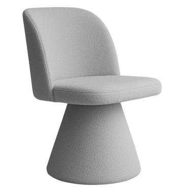 Imagem de Cadeira De Jantar Liz Base Fixa Bouclé Cinza Claro - Nexta Casa