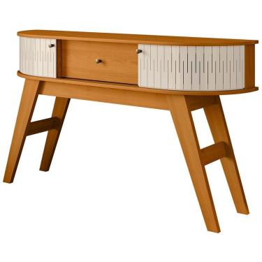 Imagem de Aparador para Sala de Estar Tamar M07 Retrô 2 Portas 1 Gaveta MDP 136CM Cinamomo Off White