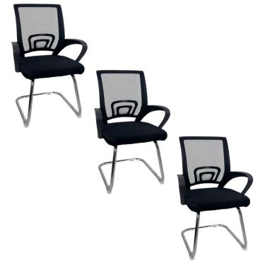 Imagem de Kit 3 Cadeiras De Escritório Begônia Oficial Fixa