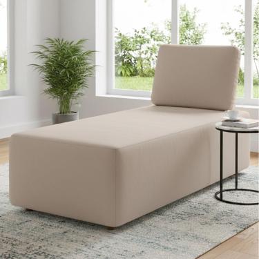 Imagem de Sofá Chaise Modular 74cm Sala De Estar Rovier Veludo Bege Z32 - Mpozenato