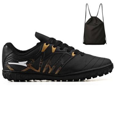 Imagem de Kit Chuteira Futebol Society Bico em Couro Campo Grama Sintetica + Mochila Adulto-Unissex