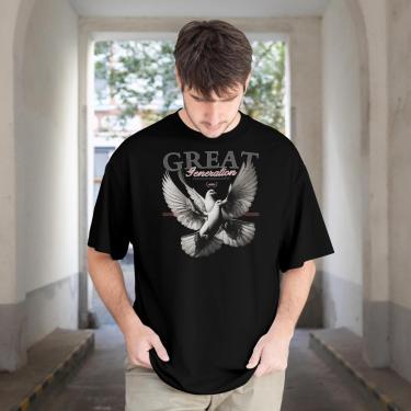 Imagem de Camiseta Masculina Básica Manga Curta Estampada Moderna Malha Algodão Ajustável do P ao...