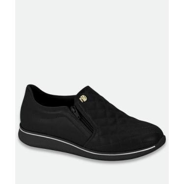 Imagem de Tênis Casual Feminino Matelassê Zíper Modare Preto, 35, Preto