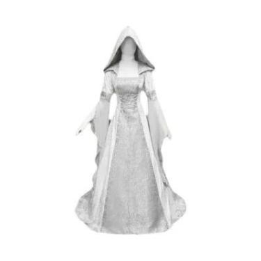 Imagem de Fantasia Gótica De Bruxa Feminina, Saia Longa Retro Medieval Com Capuz