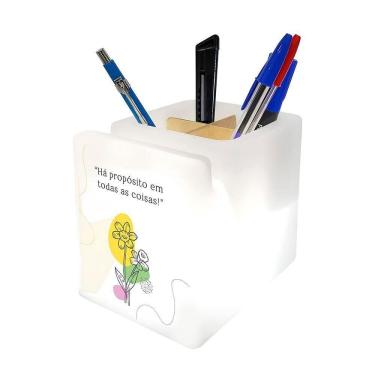 Imagem de Organizador De Mesa Iluminado Escritório Porta Lápis E Celulares