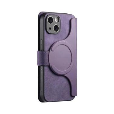 Imagem de Capa De Couro Magnética Removível Com Slot Para Cartões E Suporte Flip