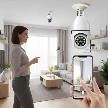 Imagem de Camera Wifi Lampada Segurança Giratoria 360 Full Hd Noturna - Congratu