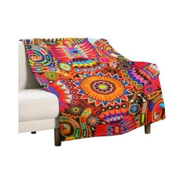 Imagem de Cobertor Colorido Com Design Huichol, Tamanho King, Cobertor Vintage D