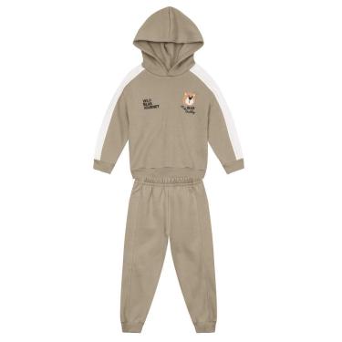 Imagem de Conjunto infantil em moletom peluciado de ursinho Brandili-Masculino