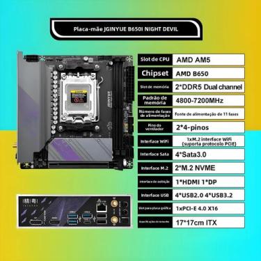 Imagem de Placa-Mãe AM5 ITX B650i Night Devil Para AMD Ryzen 7000 Com Suporte a 