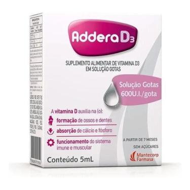 Imagem de Vitamina D Adde 600ui Gotas 5ml - Sem Sabor - Adder
