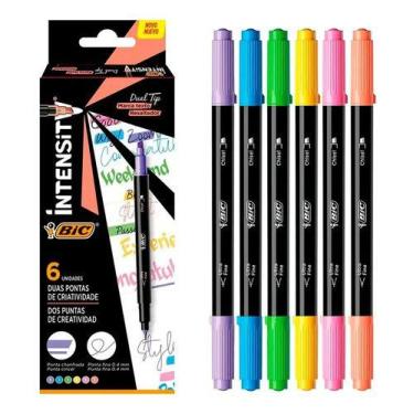 Imagem de Caneta bic 0.4 fine ultra color + marca texto cart p.fina