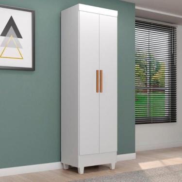 Imagem de Armário Multiuso Lite 2 Portas 3 Prateleiras MDP 50cm Branco Brilho Mó