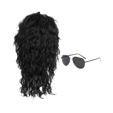 Imagem de Peruca Preta Para Cosplay De Anime De Michael Jackson, Cabelo Encaraco