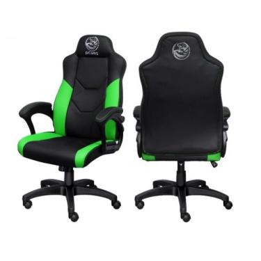 Imagem de Cadeira Gamer Escritório Preto Verde Giratória 360 V6 Turbo confortáve