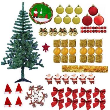 Imagem de Árvore De Natal Verde 1,80m 320 Galhos Decorada Com Enfeites 88 Itens 