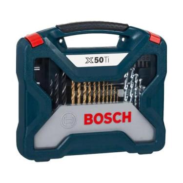 Imagem de Kit De Brocas E Pontas X-line 50 Peças Bosch - Titânio Com Maleta