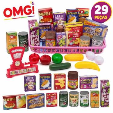 Imagem de Kit Cozinha Infantil 29 Peças Mini Mercado Educativo com Comidinhas Ce