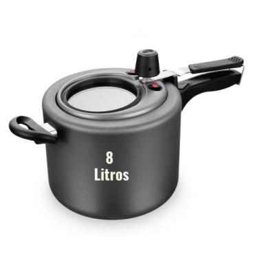 Imagem de Panela De Pressão Grande 8 Litros com Visor de Vidro MTA Antiaderente 