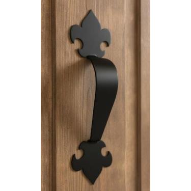 Imagem de Puxador Porta Colonial Preto Fosco Aço 32cm - 1 Unid - Congratulations