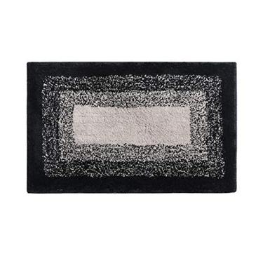 Imagem de Tapete de banheiro macio com moldura flocada gradiente tapete de chuveiro macio absorvente de água para sala de estar, banheiro, varanda, entrada, lavagem, preto, 4565 cm
