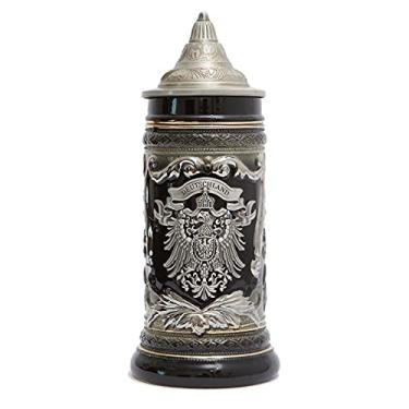 Imagem de HAUCOZE Caneca de cerveja caneca de águia alemã medalhão bebendo garrafa viking com tampa Petwer para homens pai marido 0,6 litro