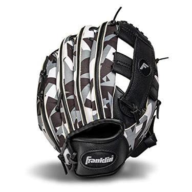 Imagem de Franklin Sports Luva RTP Kids Baseball + Tball - Luva de beisebol juvenil - Meninos + Meninas - Luva juvenil - Preto/Branco - Arremesso para mão direita de 24 cm