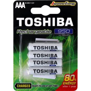 Imagem de Pilha Recarregavel Aaa Palito 950 Mah Com 4 Und Rtu Toshiba