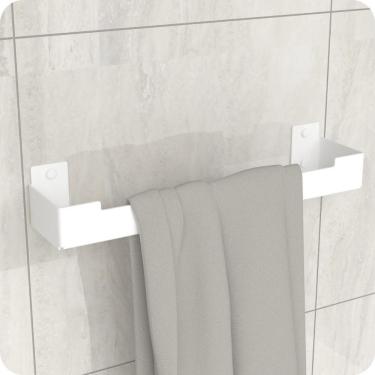 Imagem de Porta Toalha Rosto Suporte Banheiro Toalheiro Branco ELG