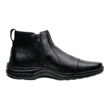 Imagem de Botina Bota Masculina Confortável Couro Legímo Com Zíper (44, Preto)