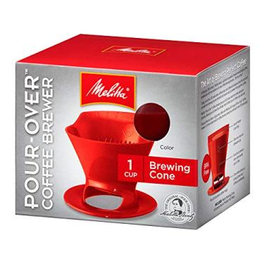 Imagem de Melitta 640820 Conjunto Pronto Joe Filtro Cone Pourover Cone Cervejeiro Manual, Um Copo Cervejeiro, Vermelho