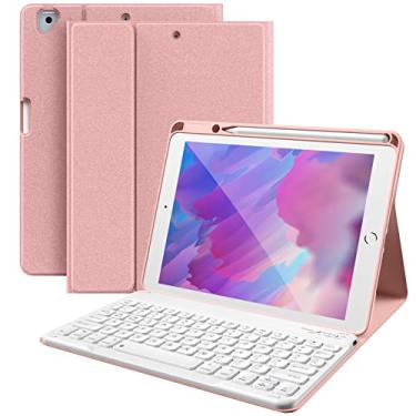 Imagem de Hamile Capa de teclado para iPad 9ª 8ª geração, capa para iPad 10.2 com teclado, capa de teclado removível sem fio com suporte para lápis para iPad Pro 10.5 / iPad Air 3ª geração (rosa)