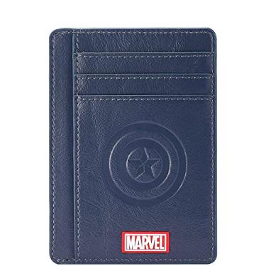 Imagem de BOTIAL MARVEL Wallets, Avengers Captain America Genuine Leather Slim Minimalist Front Pocket RFID Blocking Wallets for Men Women America-(Navyblue), monolayer, KB2