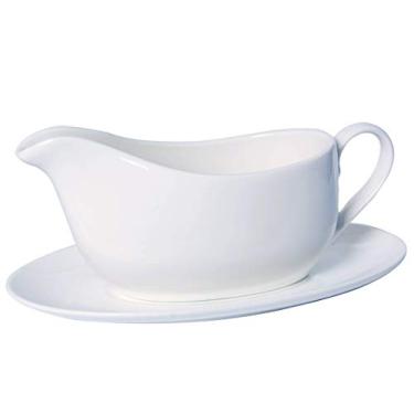 Imagem de Molheira com bandeja cerâmica branca 400 ml