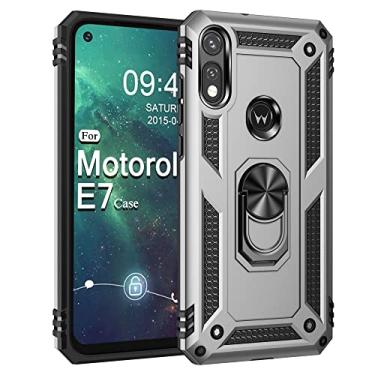 Imagem de Capa ultrafina para Motorola Moto E7 Capa para celular com suporte magnético, proteção resistente à prova de choque para Motorola Moto E7 Capa traseira do telefone (Cor: prata)