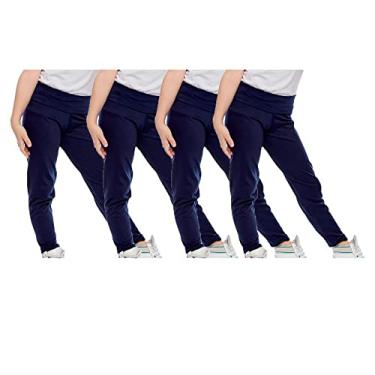Imagem de KIT 4 CALÇAS LEGGING INFANTIL LISA BASICA CINTURA ALTA SUPLEX UNIFORME ESCOLA DIA A DIA PASSEIO Tamanho:04;Cor:Azul