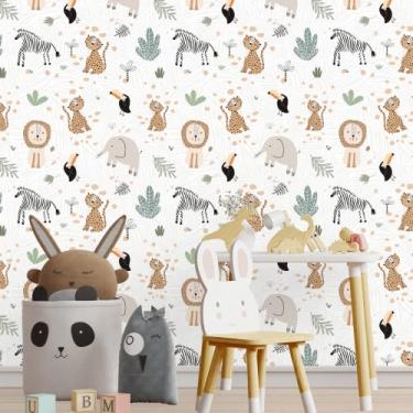 Imagem de Defacile Papel de Parede Texturizado Adesivo Lavável Safari Verde Rústico