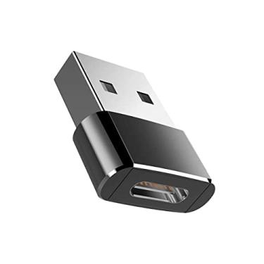 Imagem de Adaptador OTG Tipo C Para USB Universal Carregador Celular Smartphones Conversor Tipo C Fêmea E USB Macho Portátil Preto E Prata LINHA PREMIUM DUPIN (Preto)