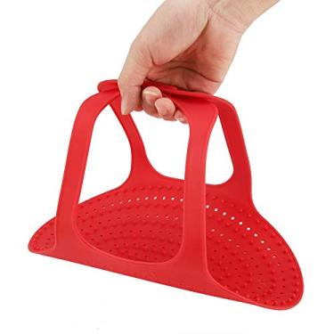 Imagem de Levantador de peru de silicone, resistente ao calor, antiaderente, para aves, tapete de cozinha com estilingue de peru, utensílio de cozinha, 58,9 x 31,5 cm (vermelho)