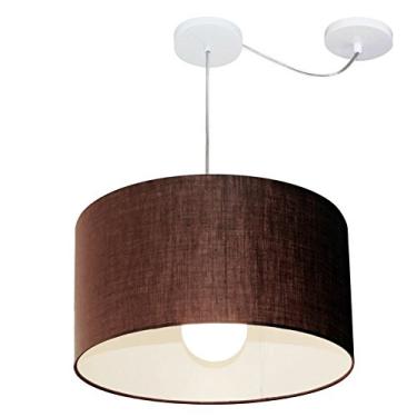 Imagem de Lustre Pendente com Desvio de Centro Cúpula Tecido 45x30 cm, Vivare Iluminação, Pendente4229 LC, Café, Médio