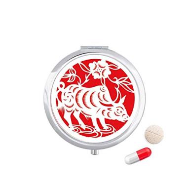 Imagem de Estojo de pílula de arte do zodíaco chinês, cortado em papel, caixa de armazenamento de medicamentos, dispensador de recipiente