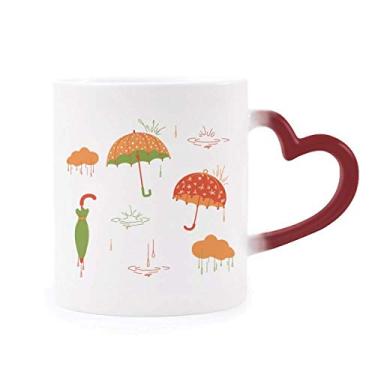 Imagem de Caneca Cloud Umbrella Rain Drip Weather Heat Sensitive Mudança de cor vermelha
