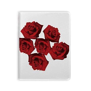 Imagem de Caderno de plantas com flores de rosas vermelhas e capa macia Diário