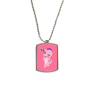 Imagem de Dinosaur Kingdom Love You Colar de aço inoxidável com pingente de identificação para cães