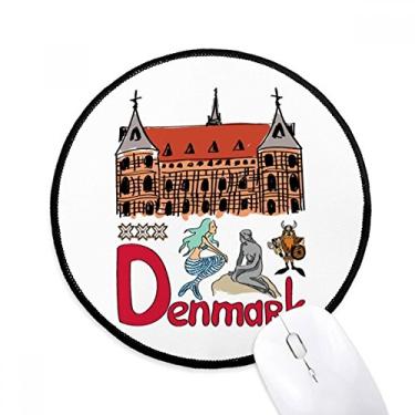 Imagem de Mouse pad Demark National Symbol Landmark Pattern Tapete redondo para escritório