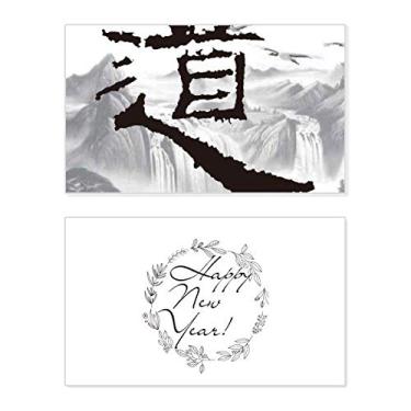 Imagem de Dao Religion China Ink Mointain cartão comemorativo de ano novo mensagem de abençoar presente