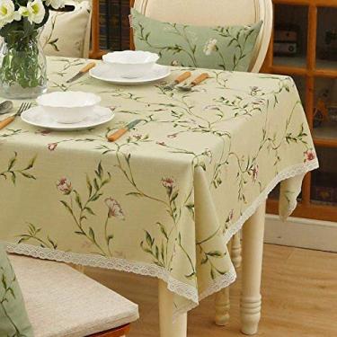 Imagem de padrão de toalha de mesa para cozinha desenho com impressão retangular pano à prova de poeira toalha de mesa decorativa renda bege 140 × 240cm