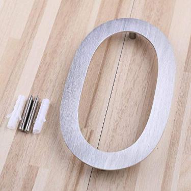 Imagem de Placa de casa flutuante 3D de 12,7 cm, número 0-9 letra ABCD, placa de porta de alfabeto digital de aço inoxidável, para hotéis, endereço ao ar livre, placa de correio, prata, método de parafuso, antiferrugem, durável