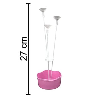 Imagem de Suporte para Balão com Cachepot Rosa - 3 Hastes